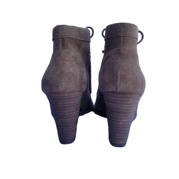 Lucky Brand Stacked Wedge Ankle Bootie Womens Size 9 Tan Leather - Picture 5 of 10